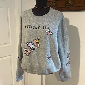 Rue21+ antisocial grey sweat shirt nwt
